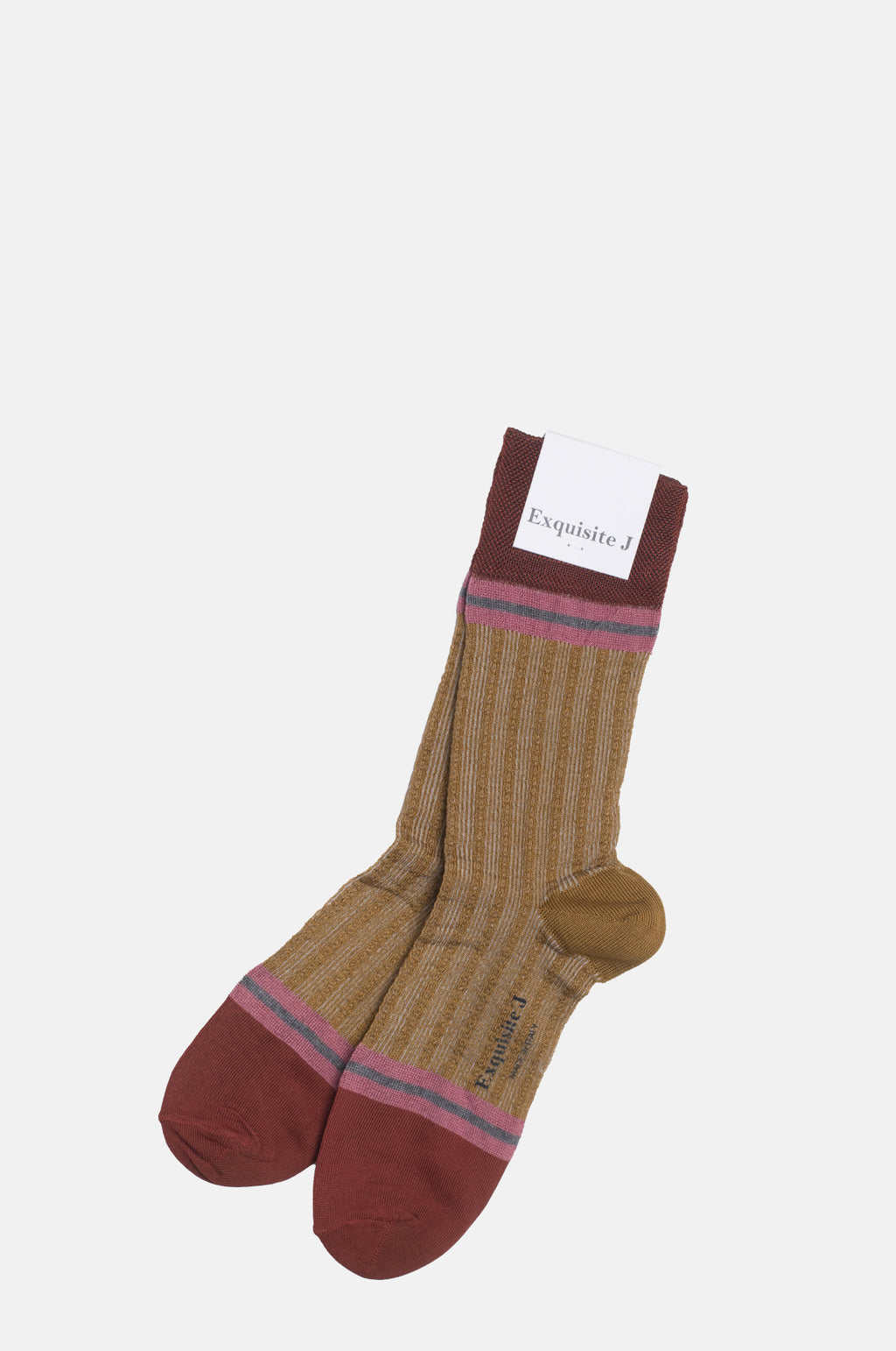 Exquisite J Stripe Socks Rust.