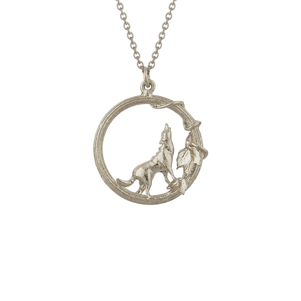 A.M. Column Loop Necklace with Howling Wolf Silver