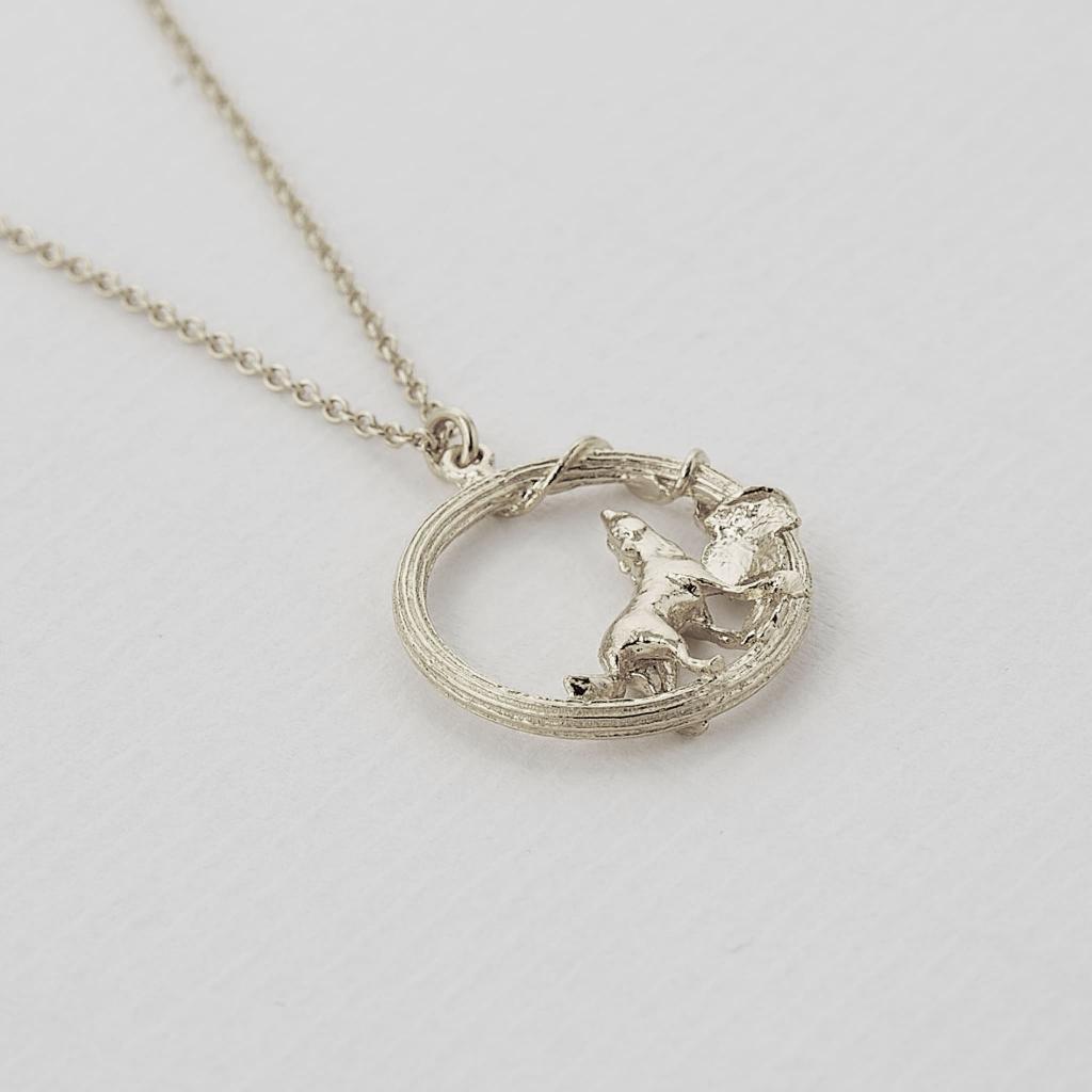 A.M. Column Loop Necklace with Howling Wolf Silver