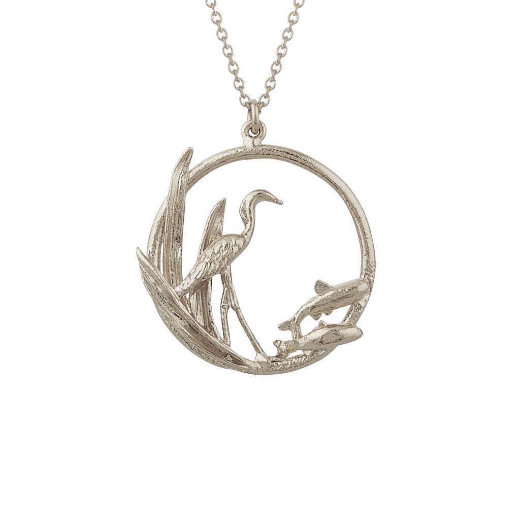 A.M. The Heron and the Fish Loop Necklace Silver