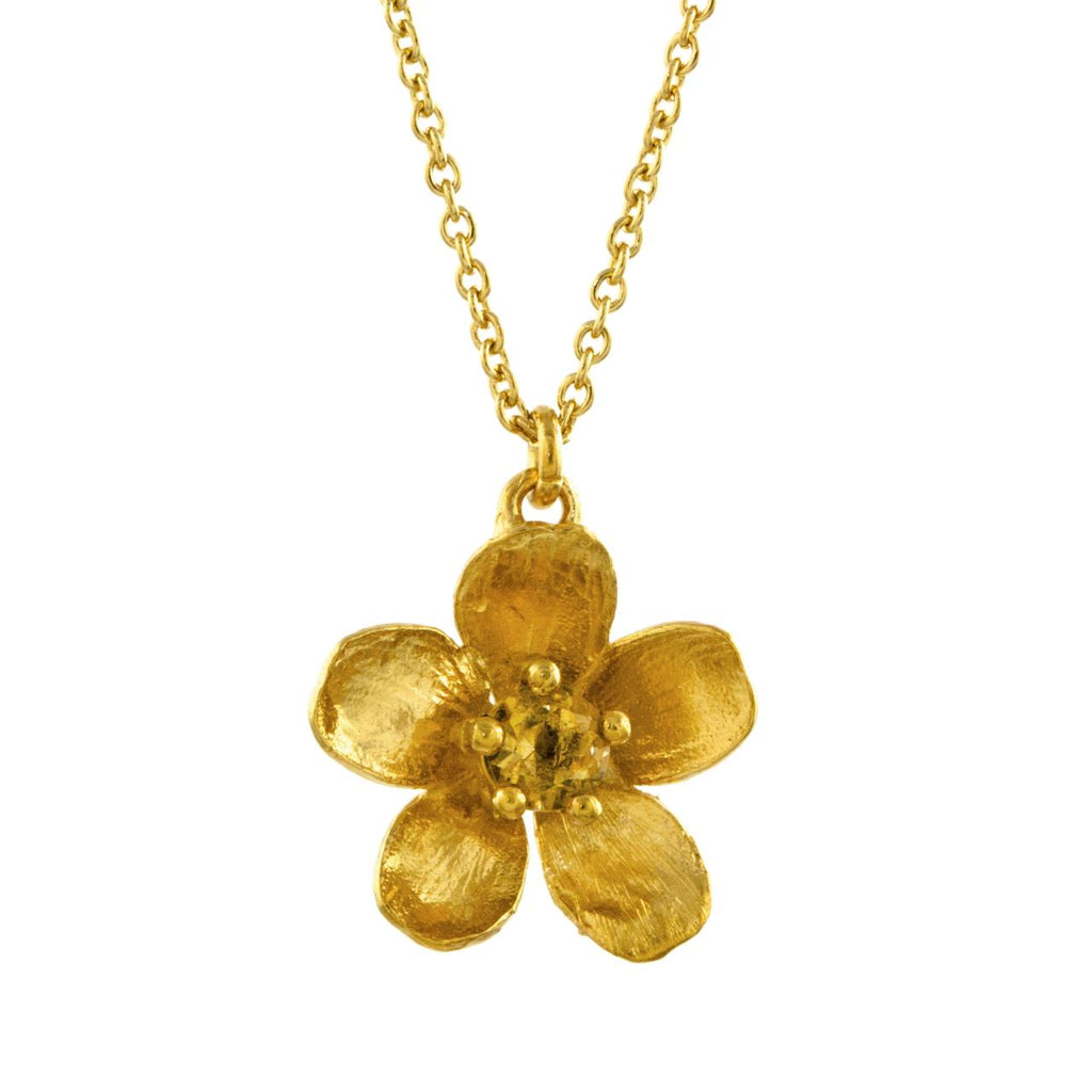 A.M. Citrine Buttercup Necklace Gold