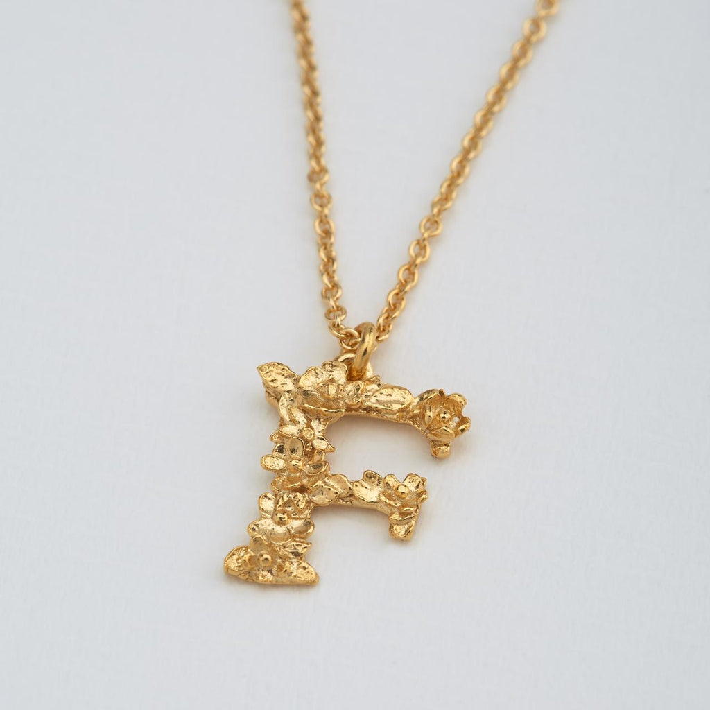 A.M. Floral Alphabet F Necklace Gold