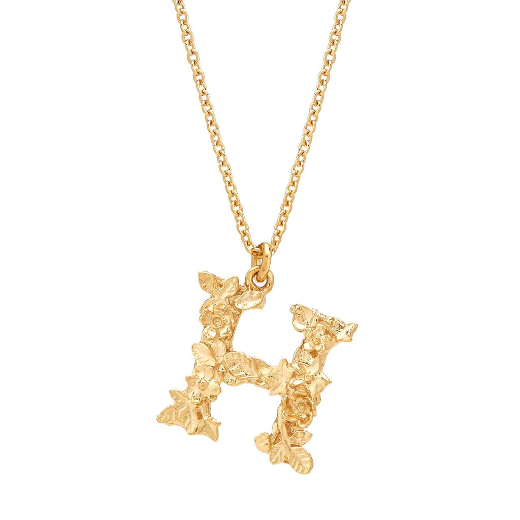A.M. Floral Alphabet H Necklace Gold