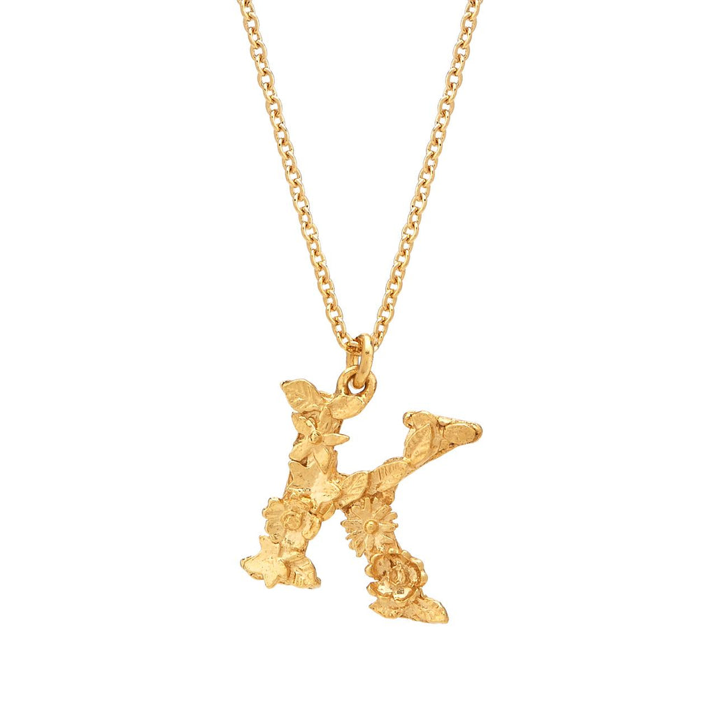 A.M. Floral Alphabet K Necklace Gold