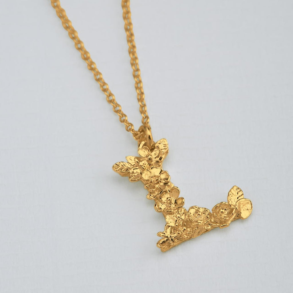 A.M. Floral Alphabet L Necklace Gold
