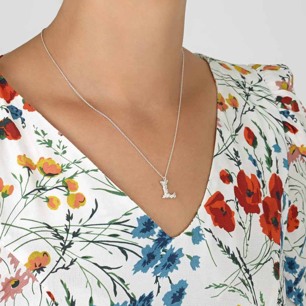 A.M. Floral Alphabet L Necklace Gold
