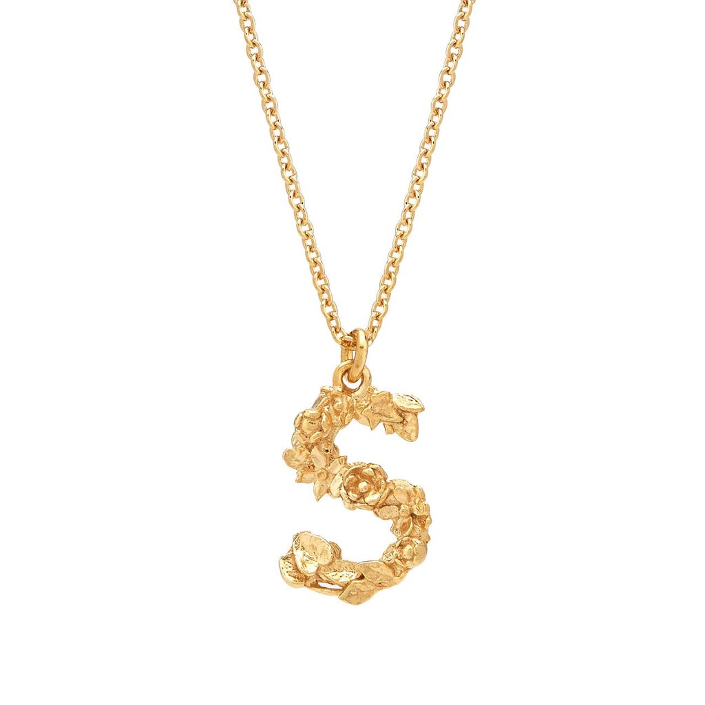 A.M. Floral Alphabet S Necklace Gold