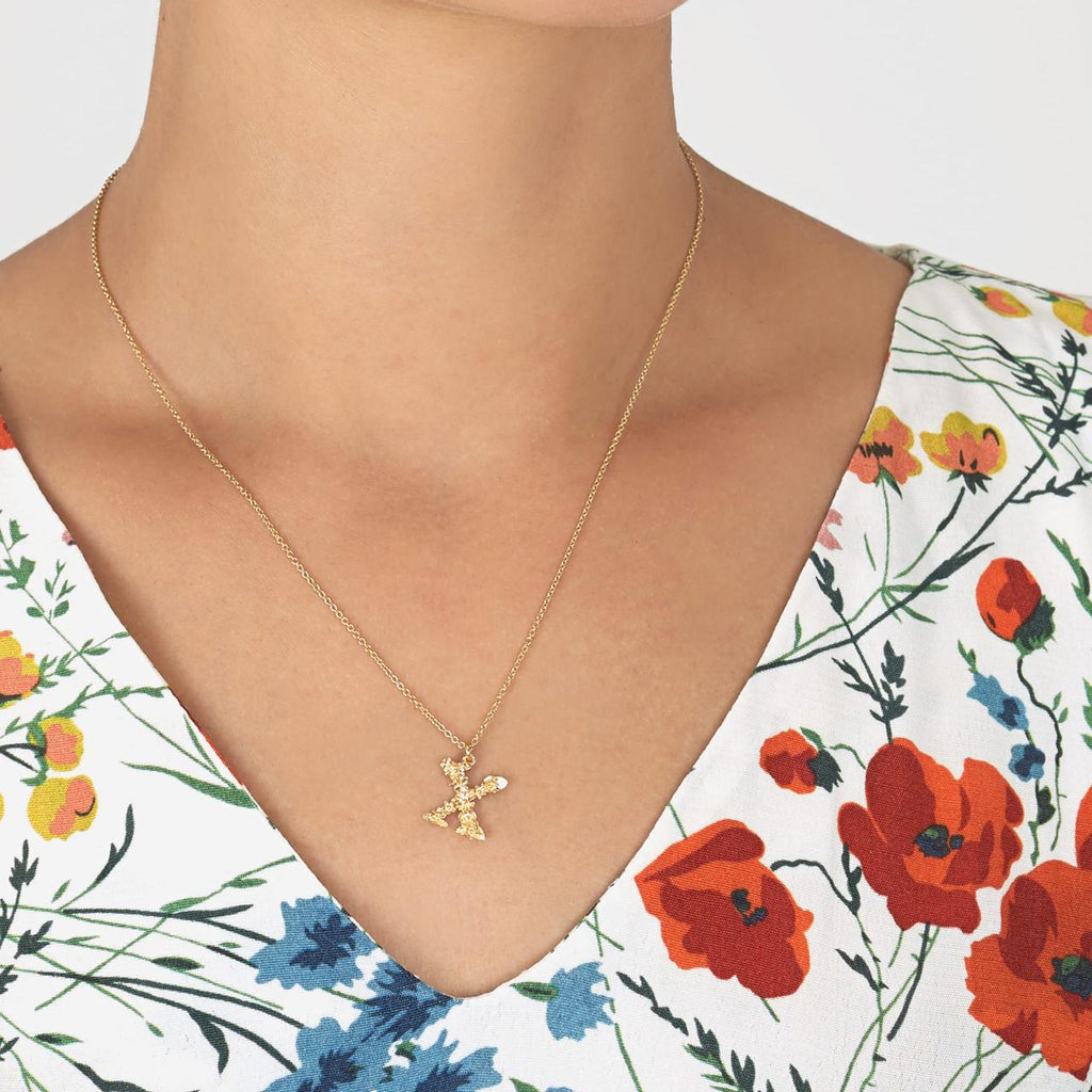 A.M. Floral Alphabet X Necklace Gold