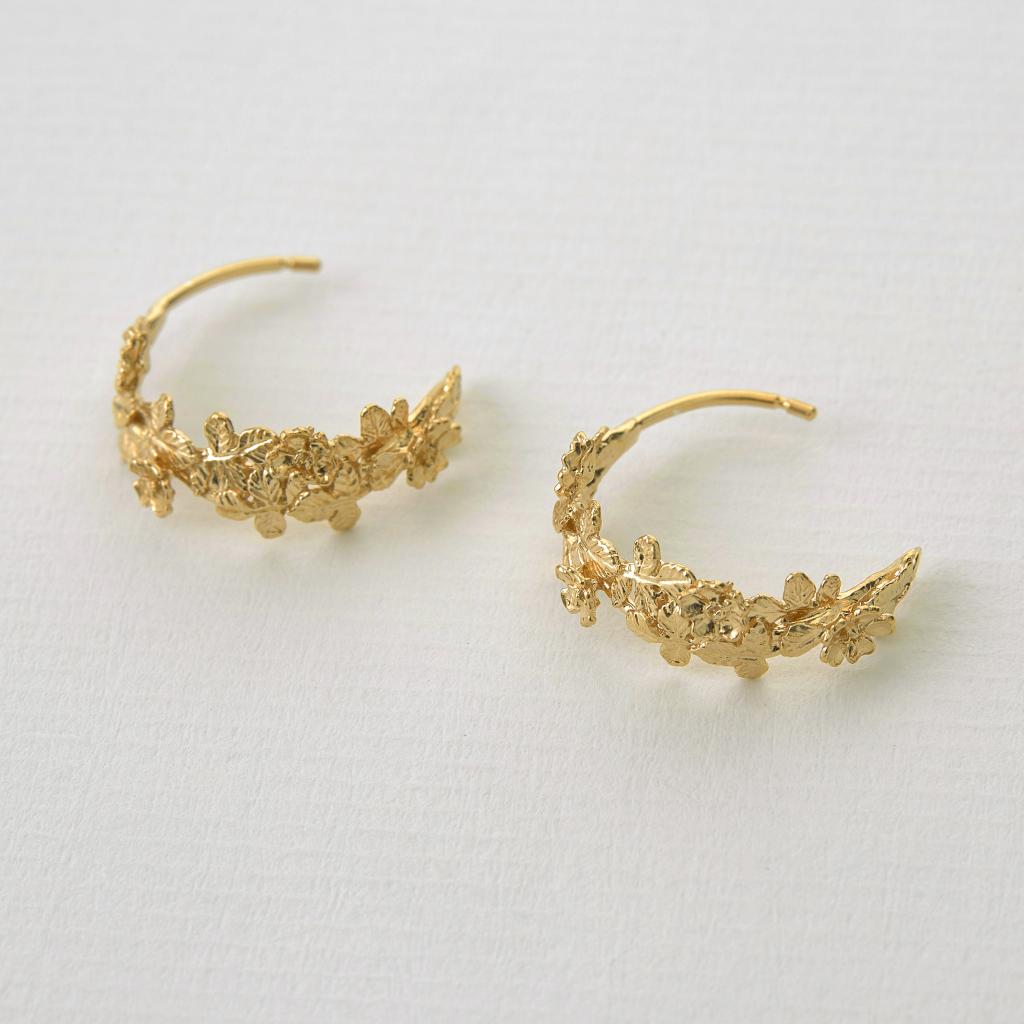 A.M. Wildrose Wide Hoop Earrings Gold