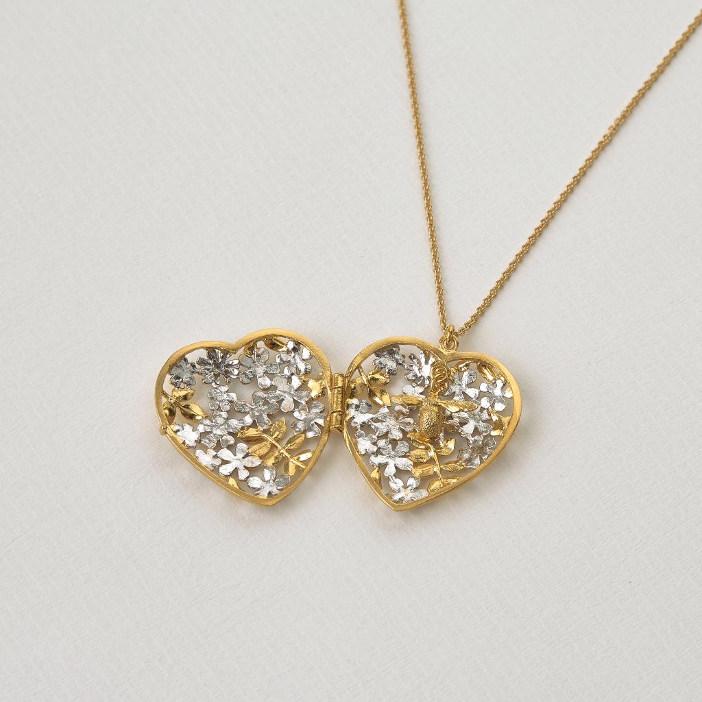 A.M. Posy Bloom Bee Locket Necklace