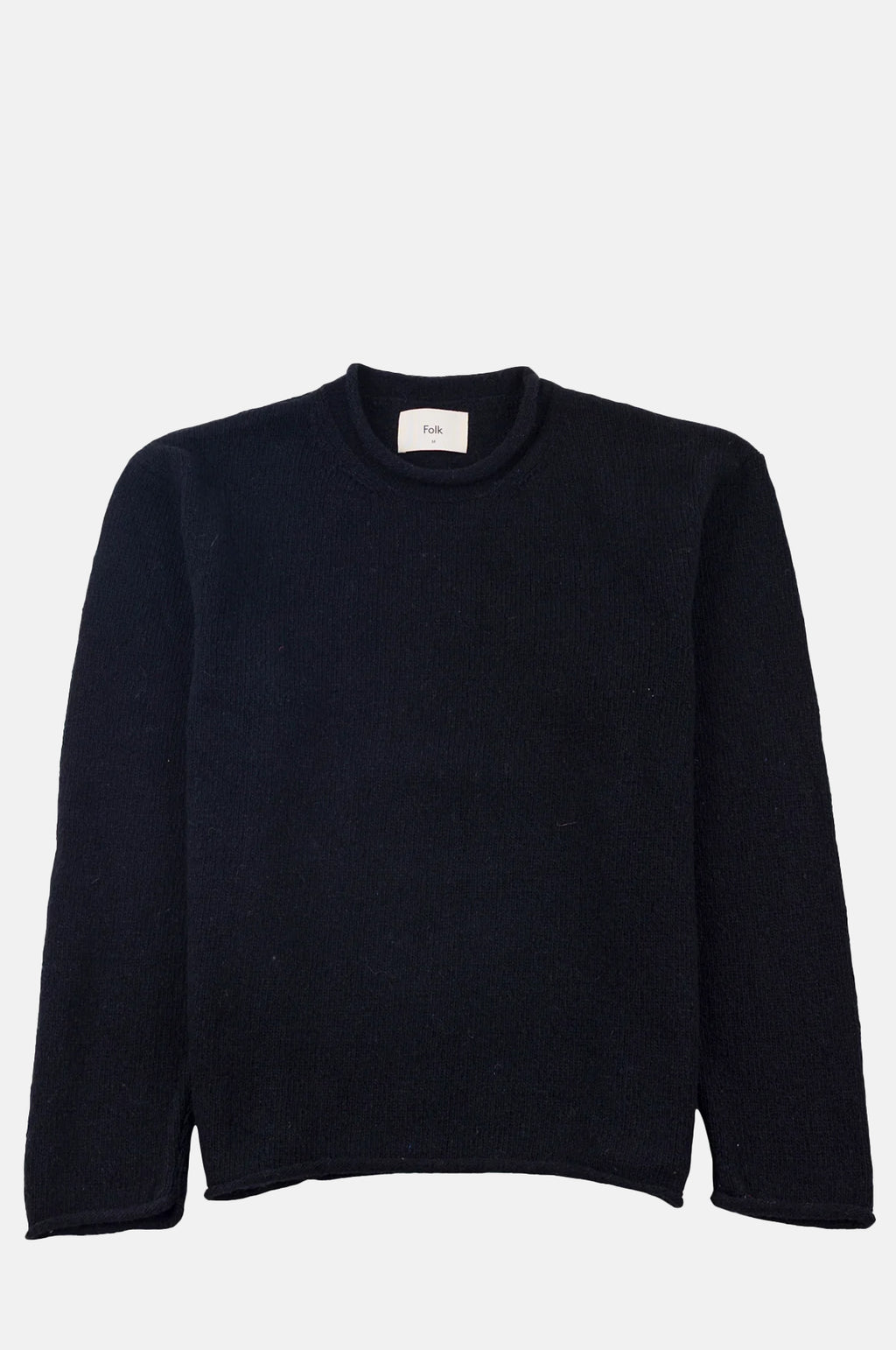Folk Slouch Crew Black Charcoal Cast Intarsia.