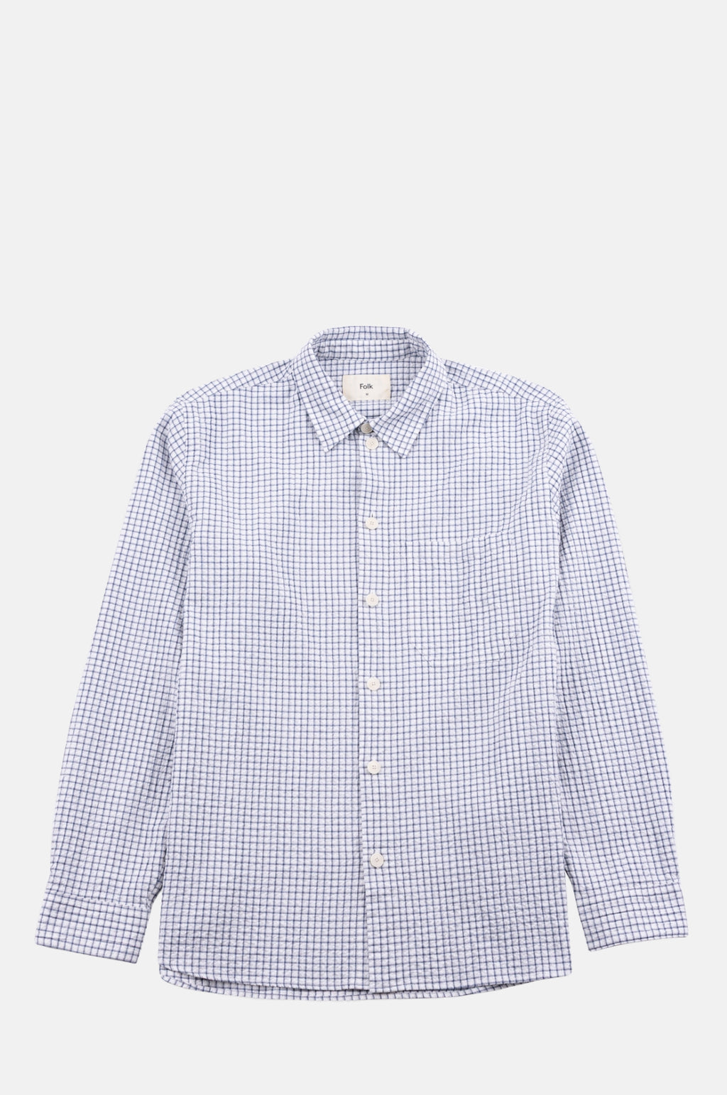 Folk Easy Fit Shirt Soft Blue Mini Check.
