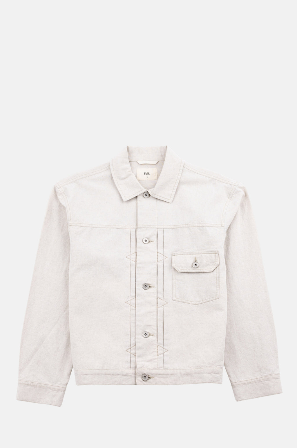Folk Trucker Jacket Natural Linen Cotton Canvas.