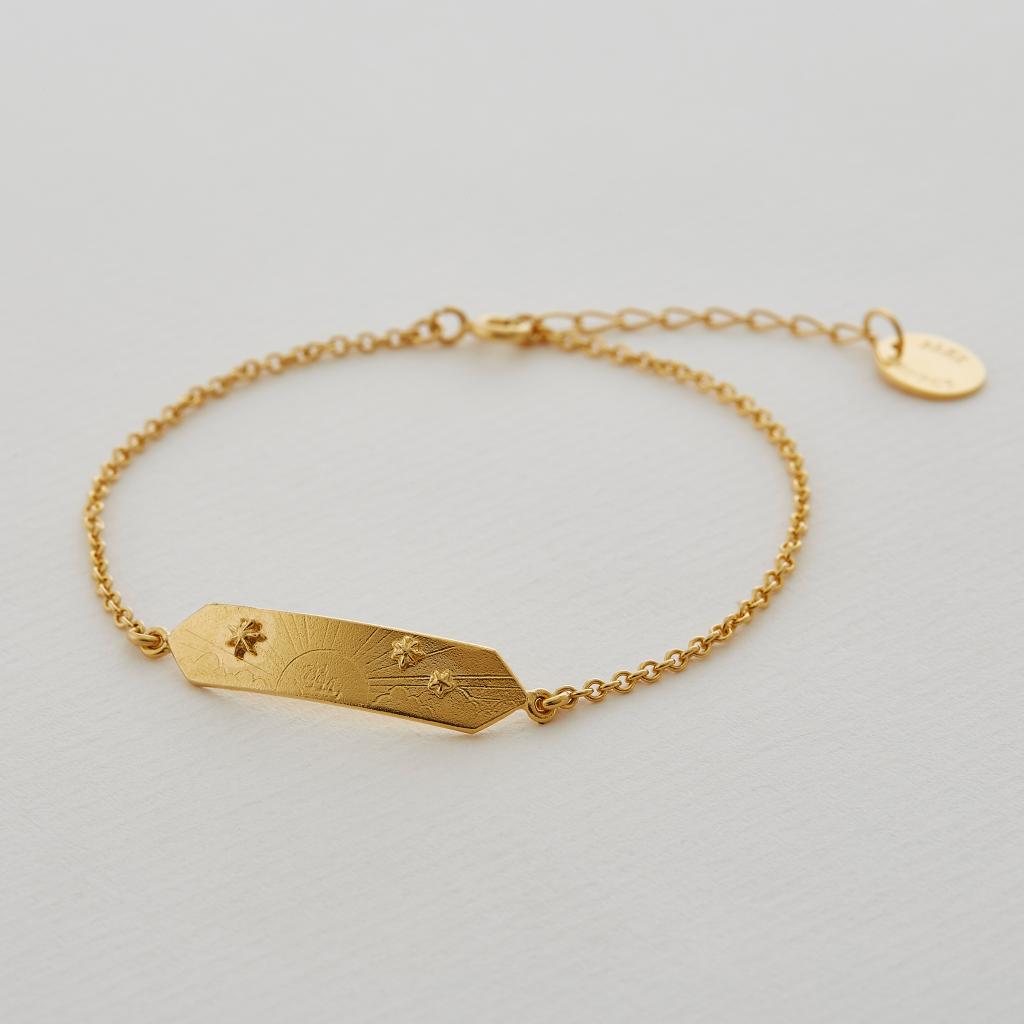 A.M. Sail into the Sunset Engraved I-D Bracelet Gold