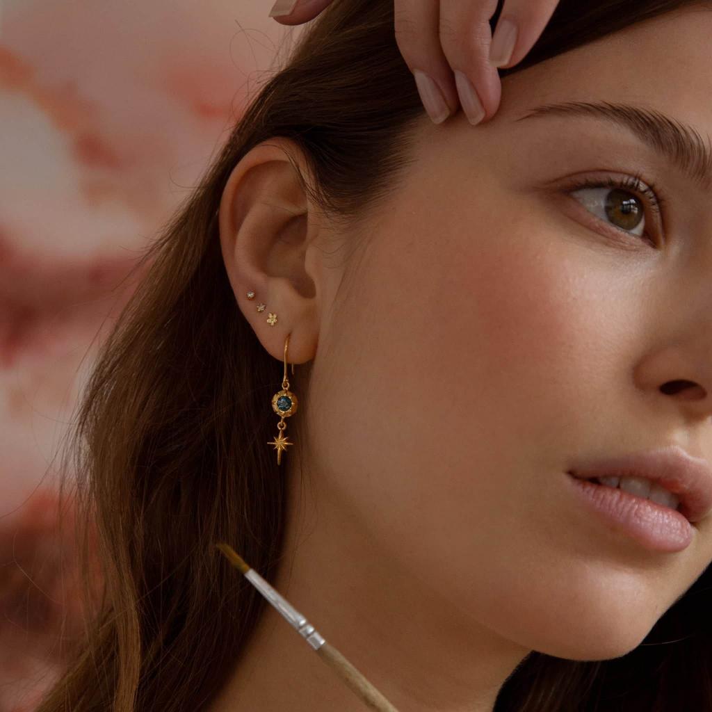 A.M. Guiding Star Hook Earrings Gold