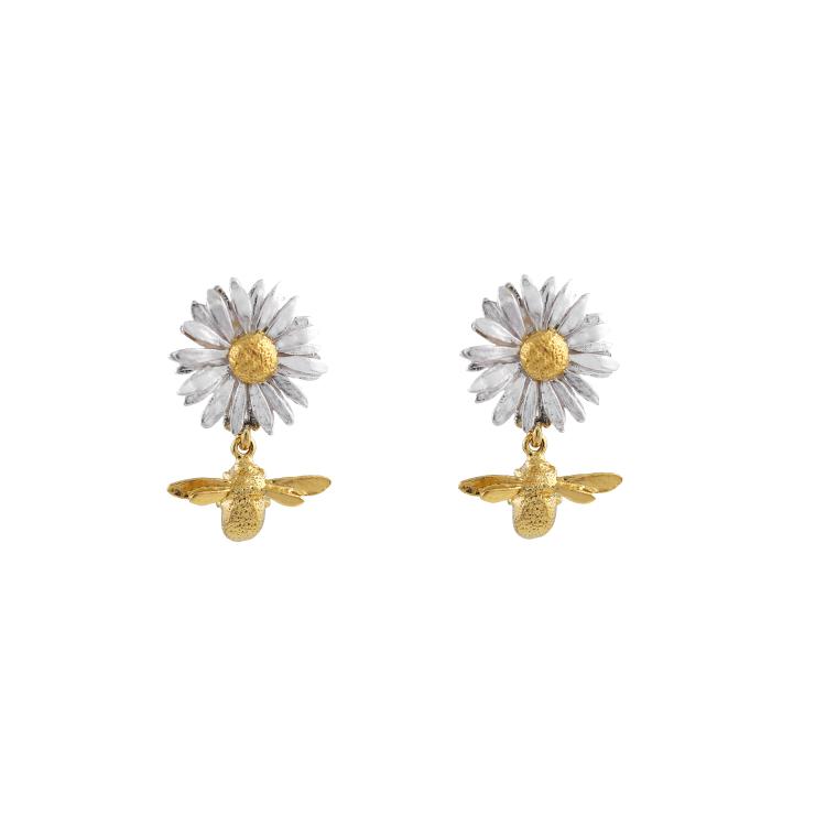 A.M. Daisy Stud Earrings with Teeny Tiny Bee Drops