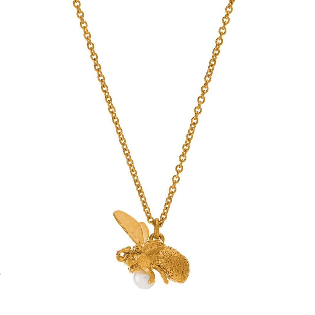 A.M. Flying Bee with Pearl Necklace Gold