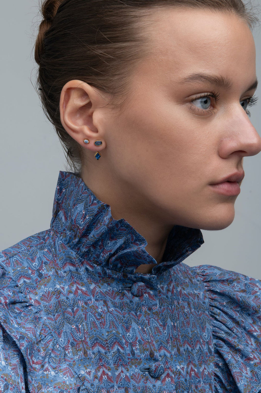 Detachable Drop Opal Blue Eye Earrings