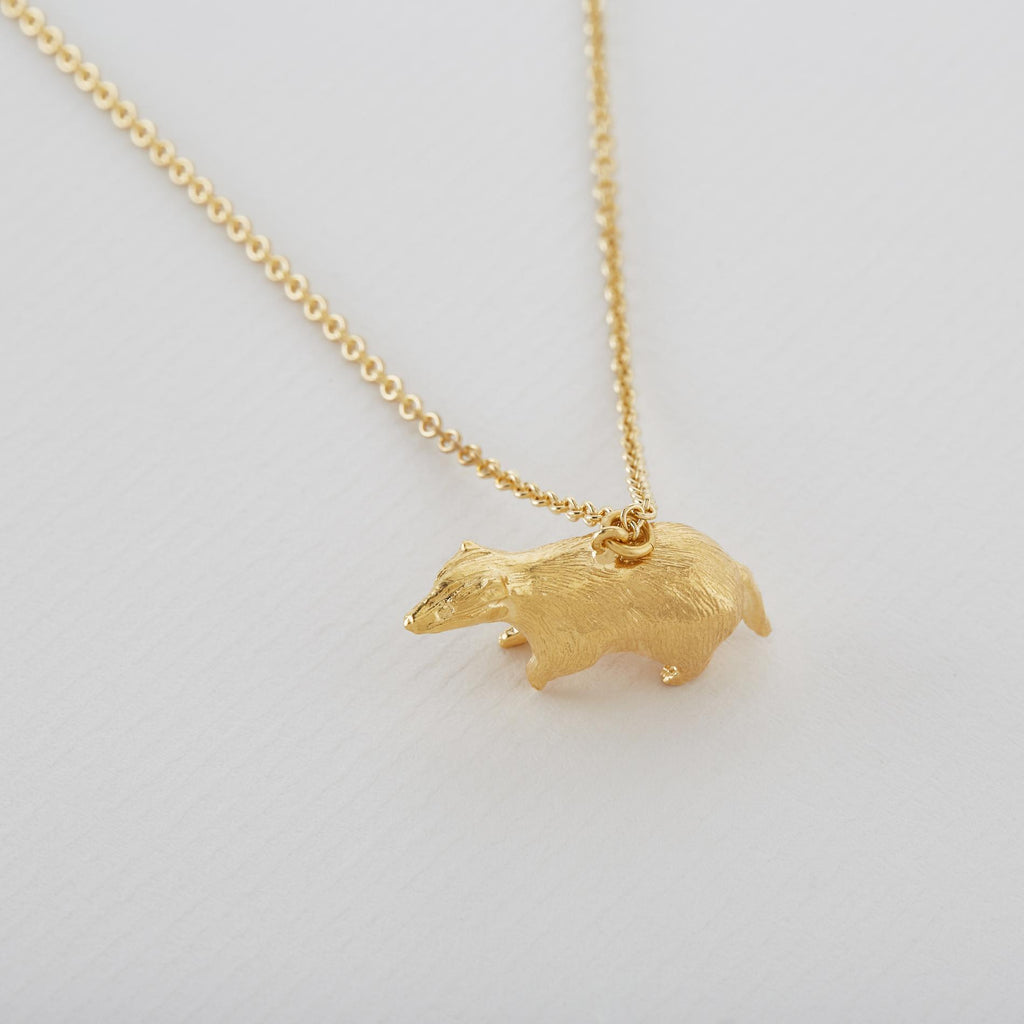 A.M. Foraging Badger Necklace Gold