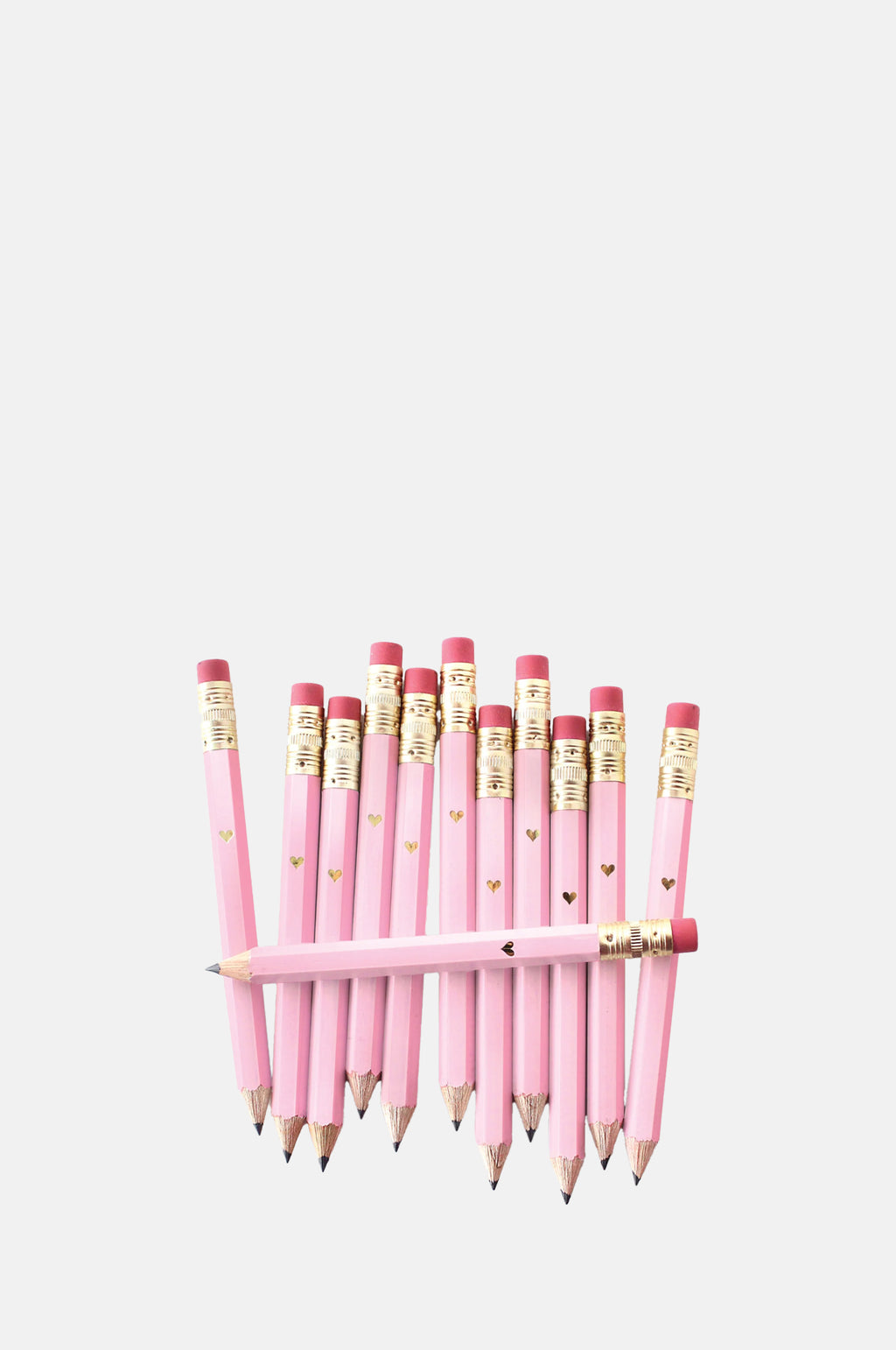 Inklings Paperie Gold Heart Pink Mini Pencils.