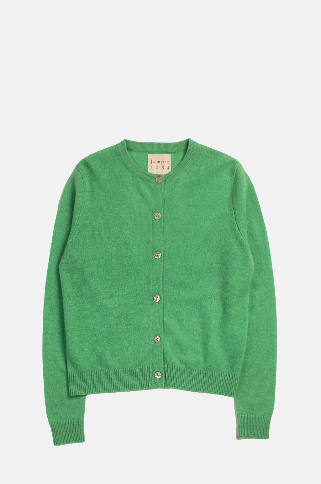 Jumper1234 Plain Crew Cardigan Fresh Green.