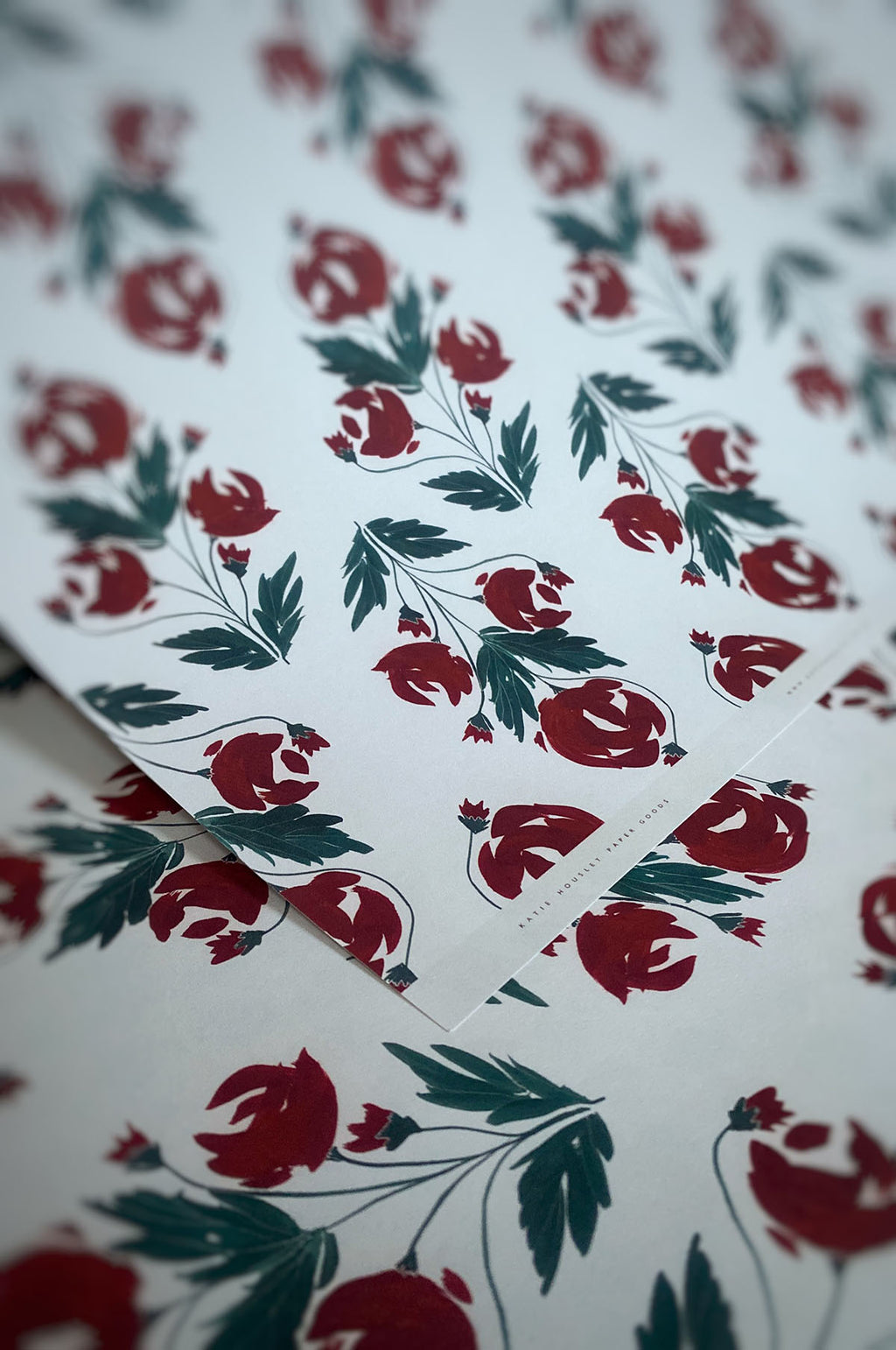 Rose Botanical Wrapping Paper Set of 3 Sheets