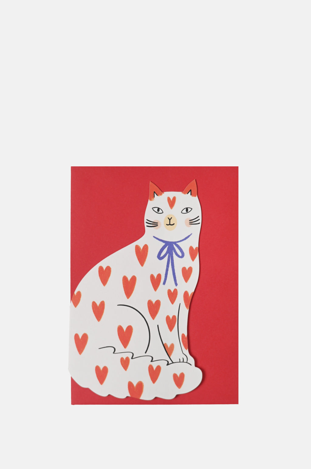 Sitting Kitty Shaped Greeting Card Loveheart