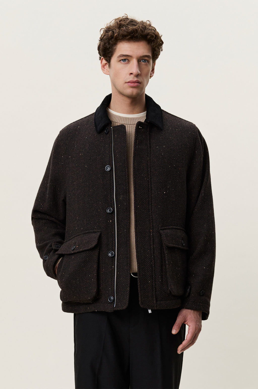 Herringbone Jacket Mole Brown