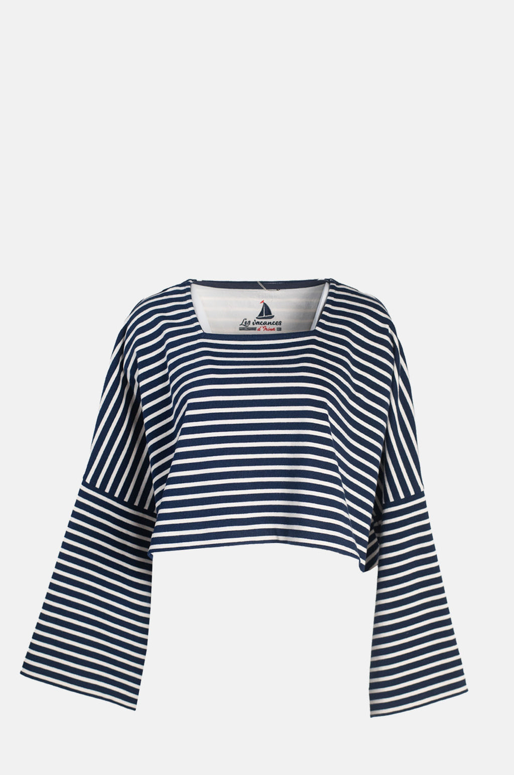 Les Vacances D'Irina Crop Top Mariniere Navy Ecru.