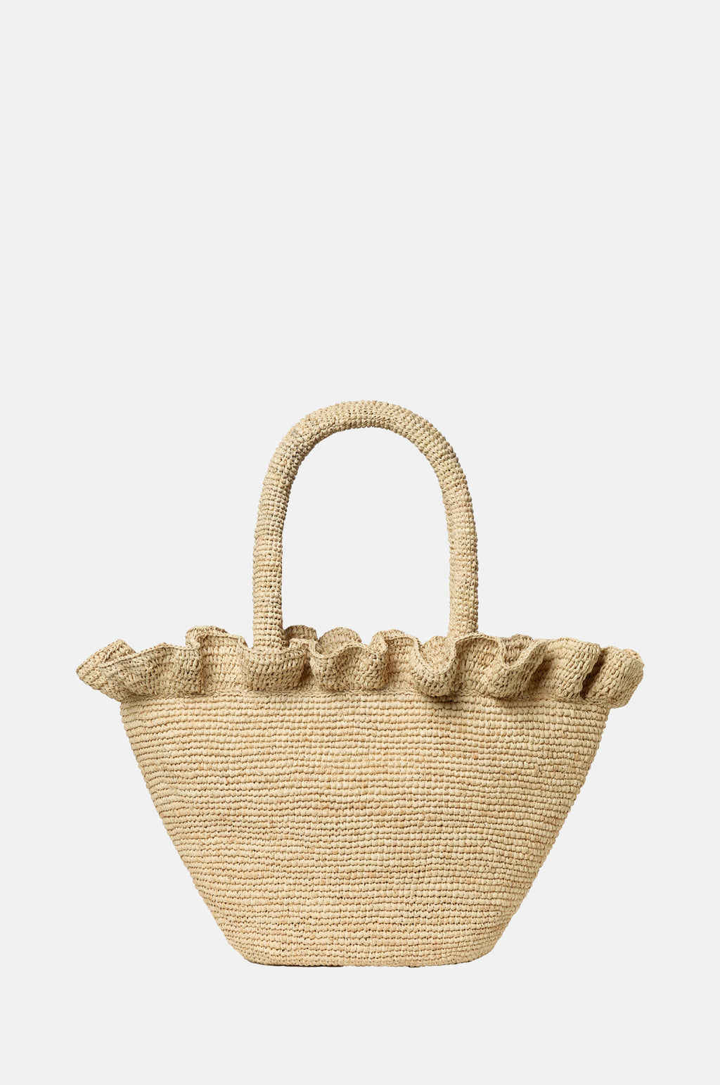 Loeffler Randall Cyrus Raffia Woven Tote with Ruffle Natural.