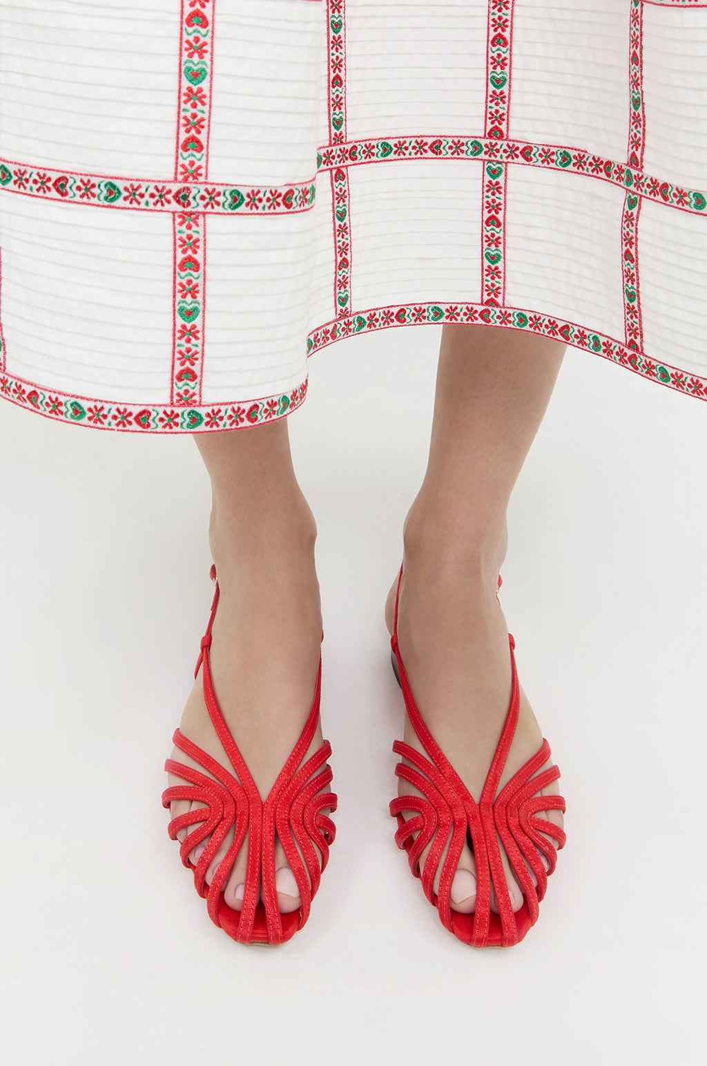 Devon Lattice Slingback Sandal Red