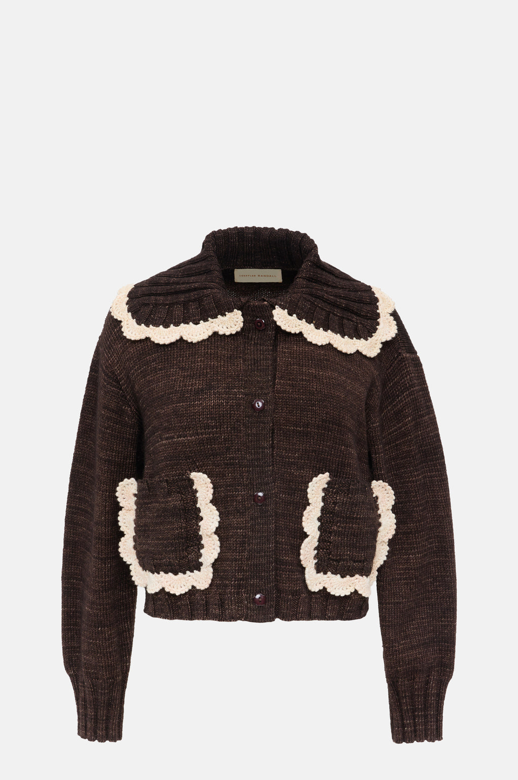 Loeffler Randall Lo Collar Cardigan Brown Cream.
