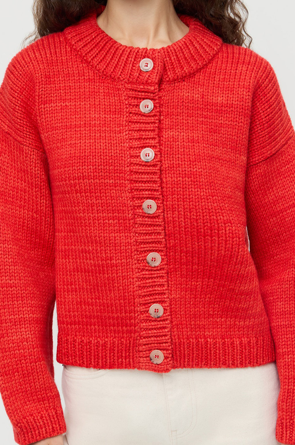 Maddie Mock Neck Cardigan Red