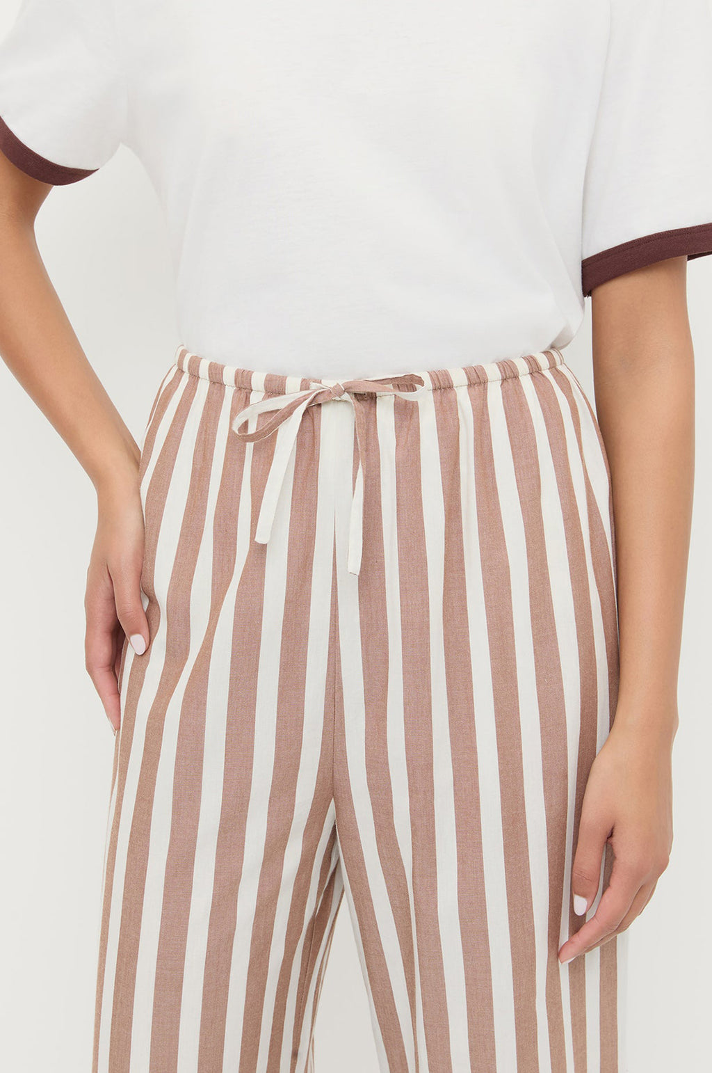 Pella Drawstring Pant Brown/Cream Stripe