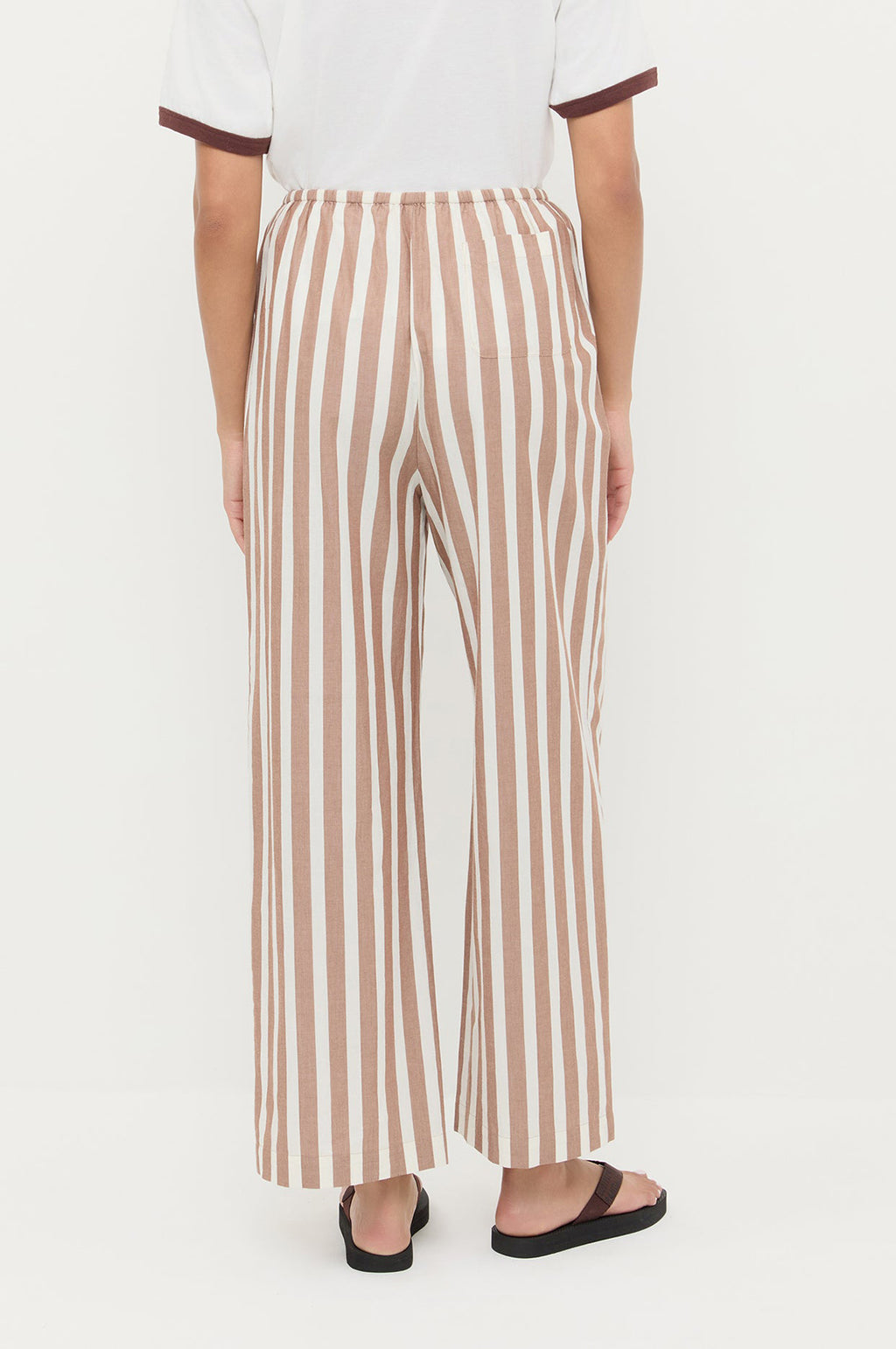 Pella Drawstring Pant Brown/Cream Stripe