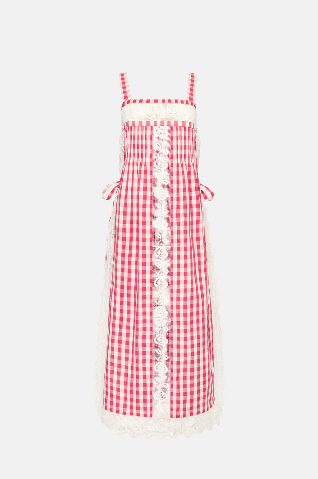 Loeffler Randall Poppy Lace Dress Red Cream Gingham.