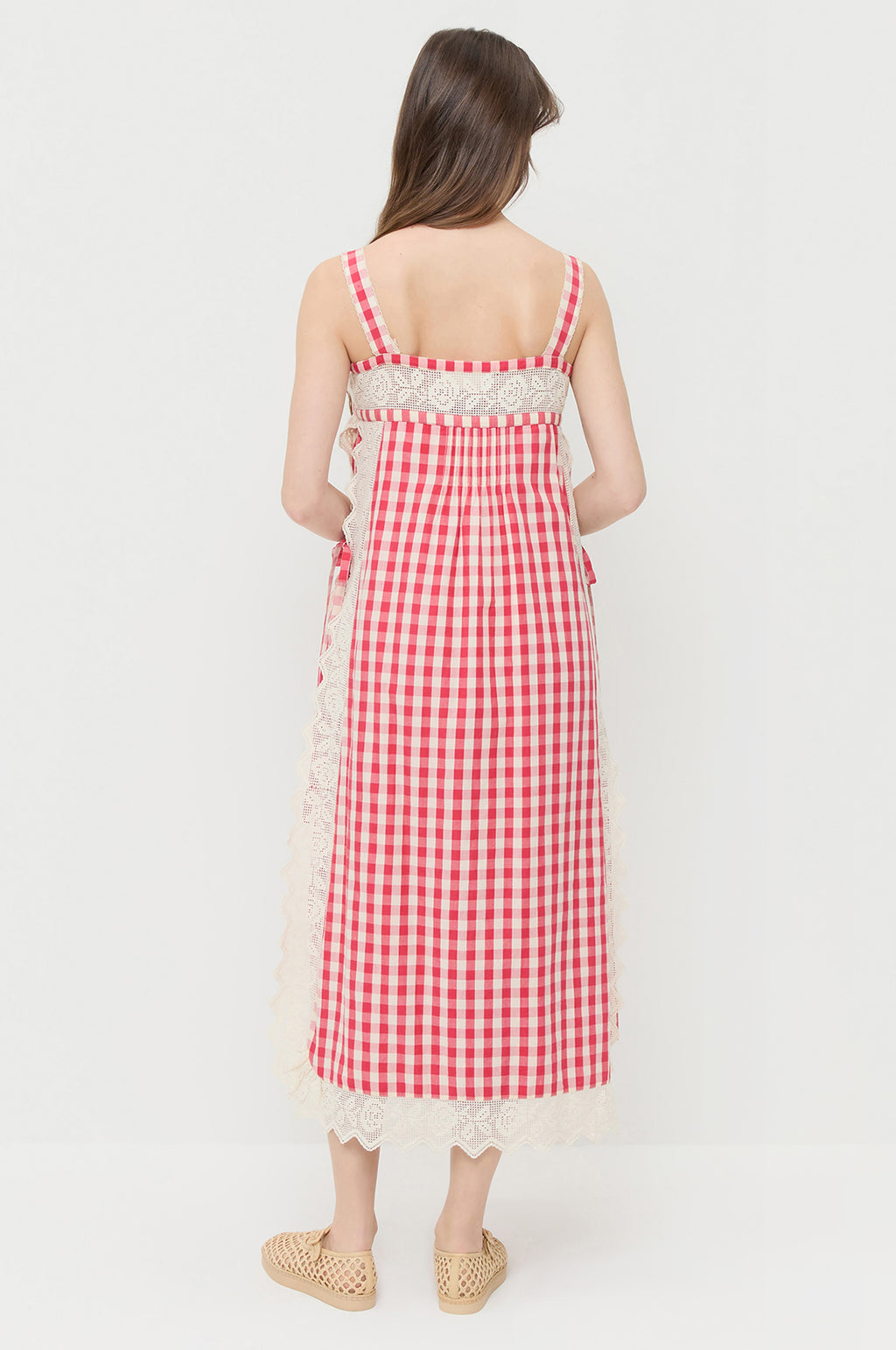 Poppy Lace Dress Red/Cream Gingham