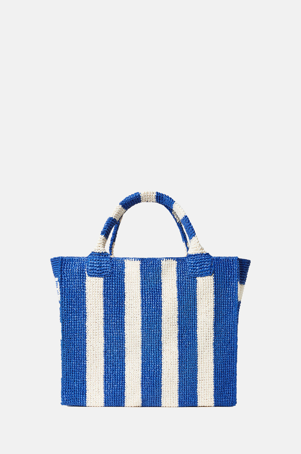 Loeffler Randall Sol Crochet Beach Tote Blue Cream Stripe.