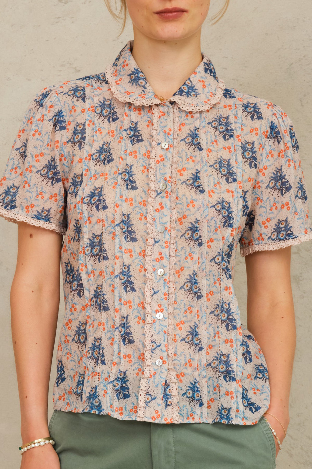 Aster Print Collar S/S Top Multi