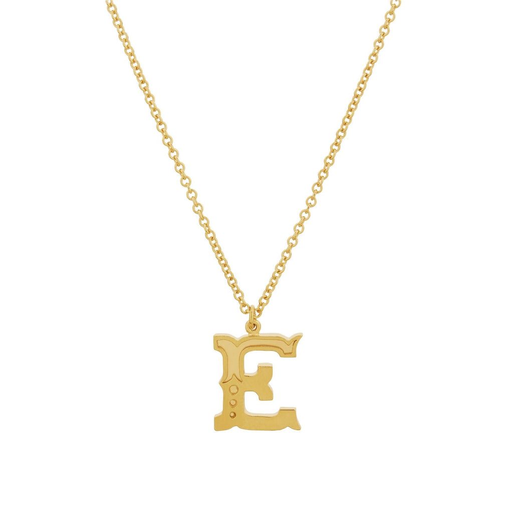 A.M. Just My Type Letter E Necklace Gold