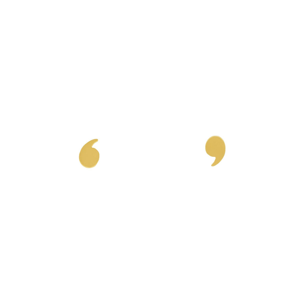 A.M. Just my Type Quotation Mark Stud Earrings Gold