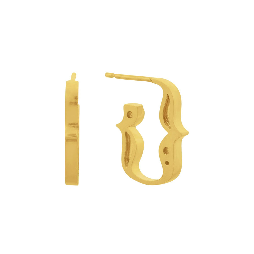 A.M. Just My Type Curly Bracket Hoop Earrings Gold