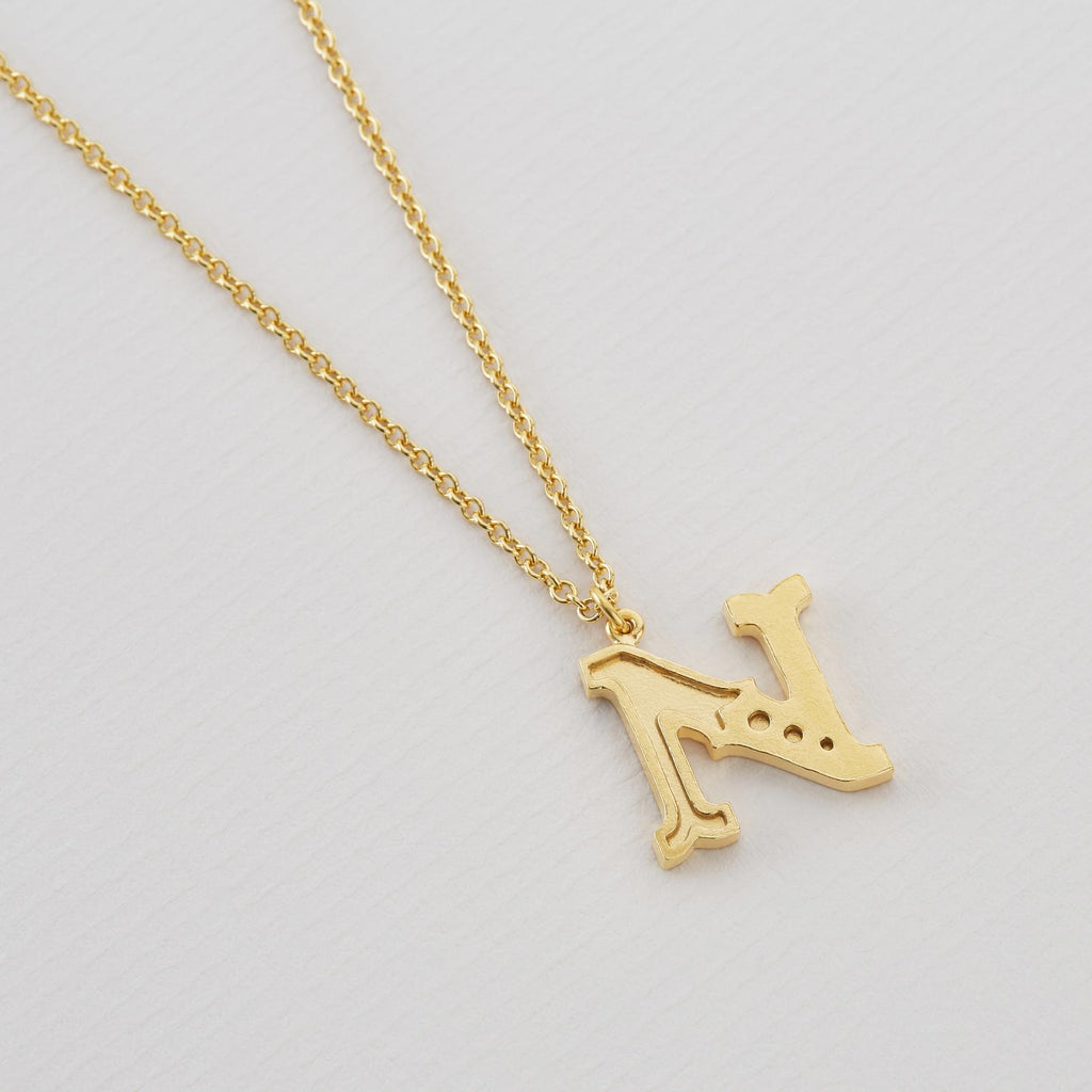 A.M. Just My Type Letter N Necklace Gold
