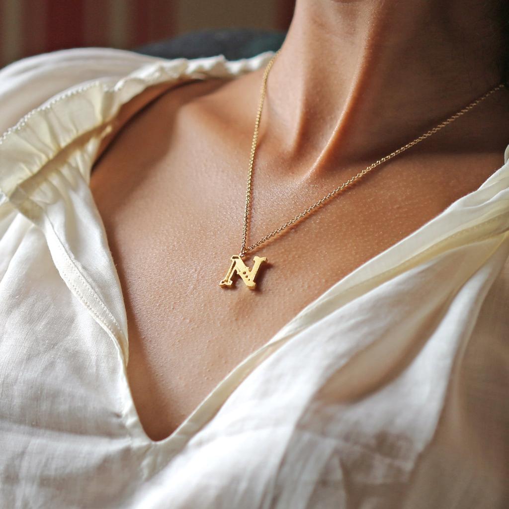 A.M. Just My Type Letter N Necklace Gold