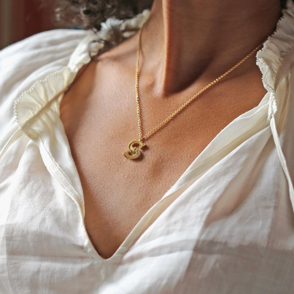 A.M. Just My Type Letter S Necklace Gold