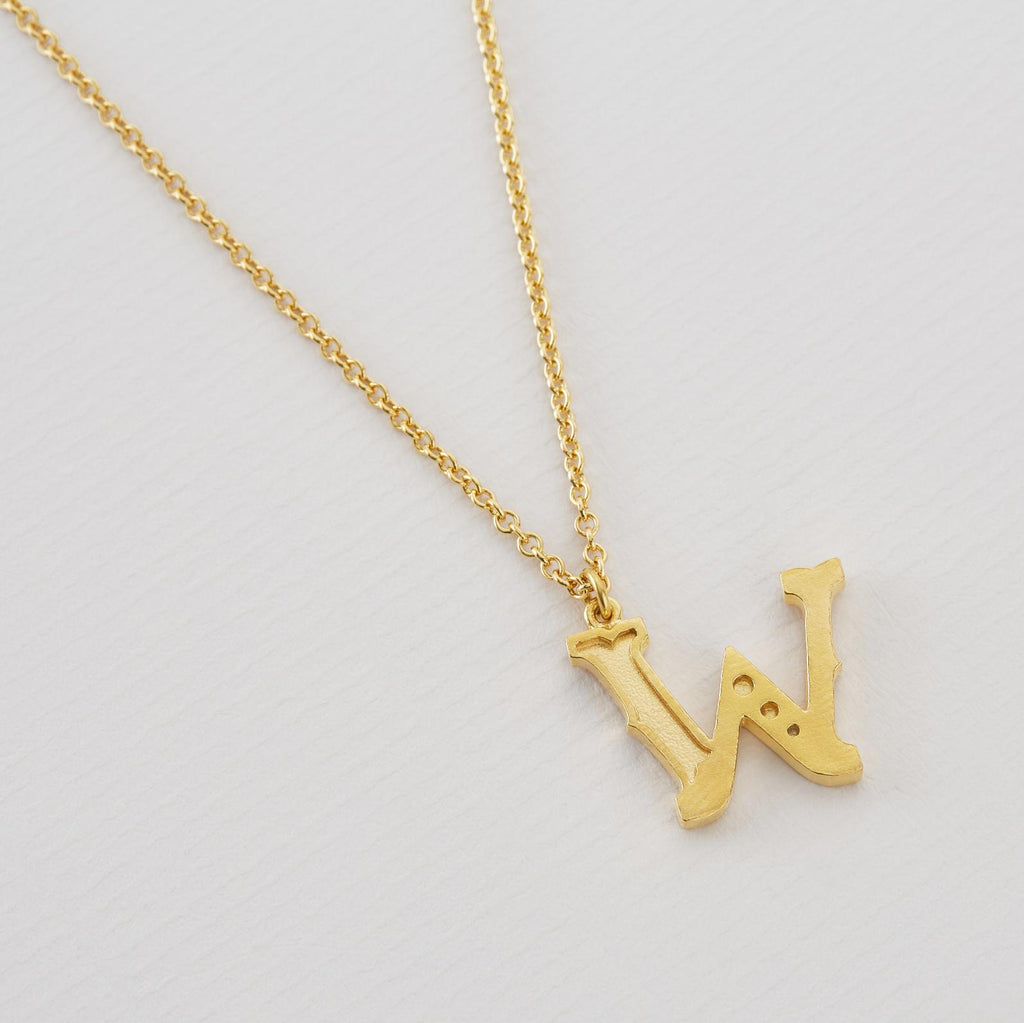 A.M. Just My Type Letter W Necklace Gold