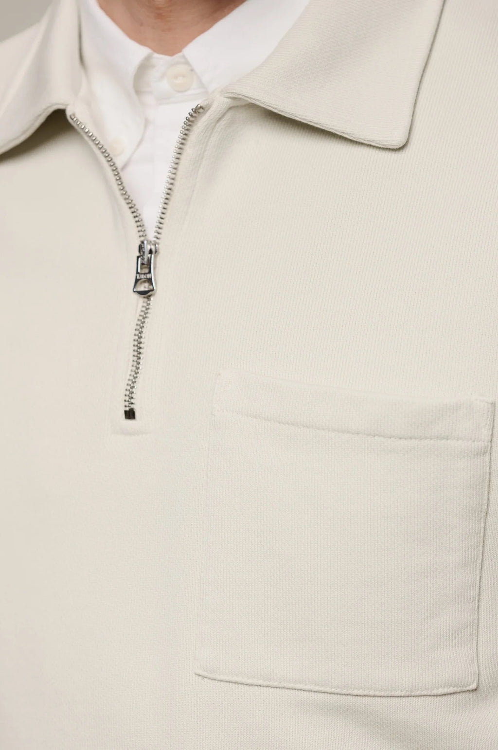 Authentic Fleece Polo Collared Half-Zip Cotton Sweatshirt Nature