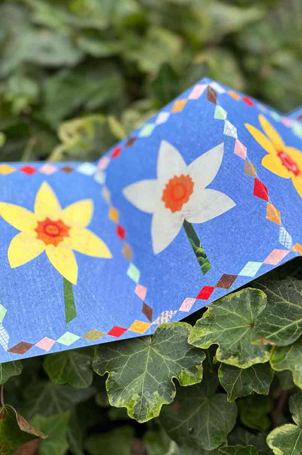 Patchwork Daffodil Concertina Greeting Card