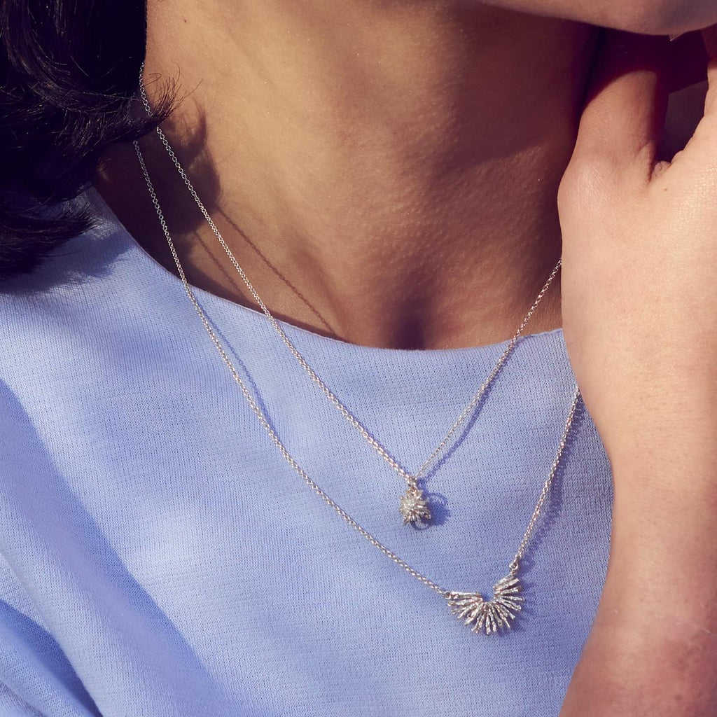 A.M. Nest Structure Half-Circle Necklace Silver