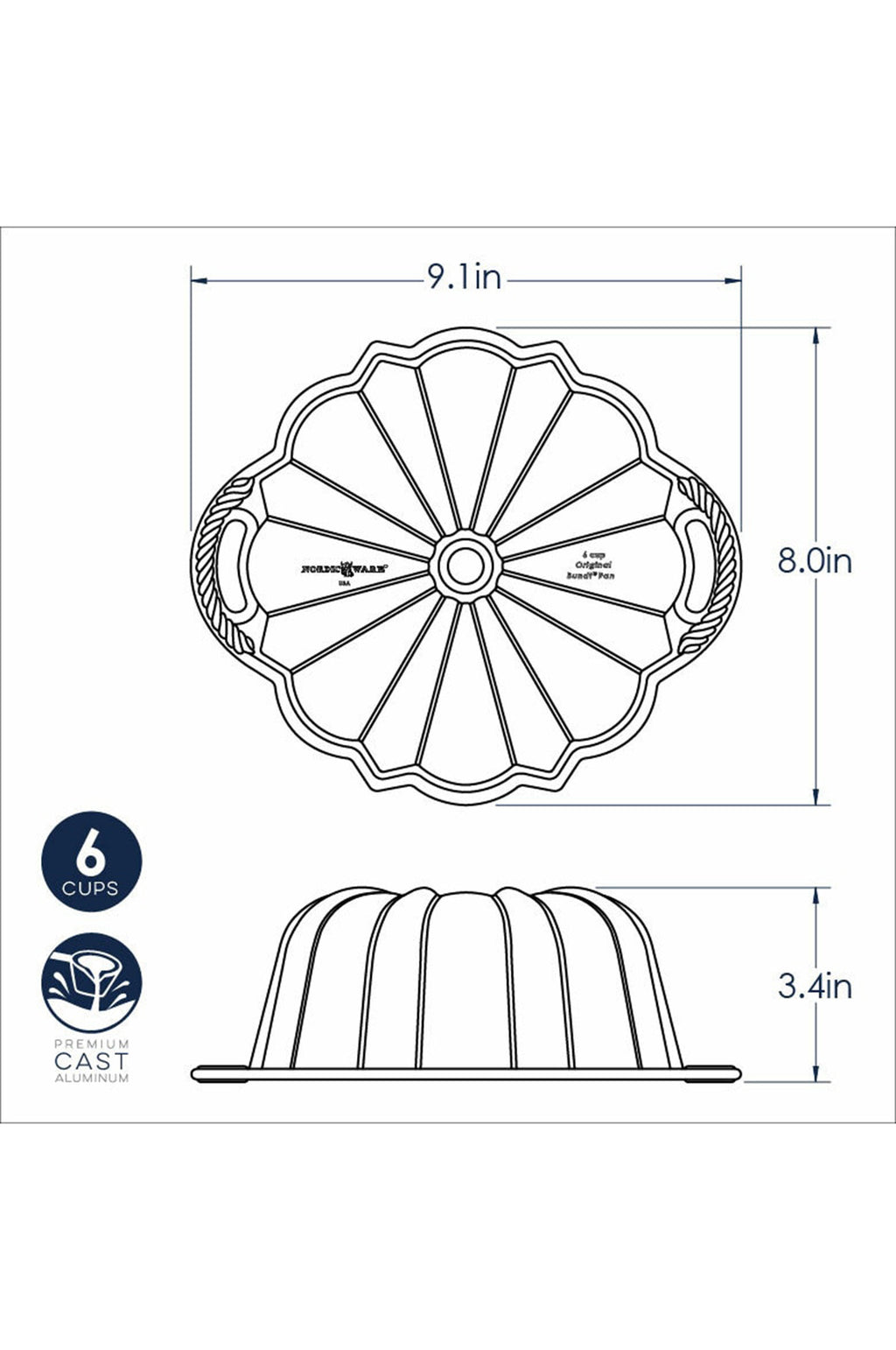 Gold 6 Cup Anniversary Bundt Pan